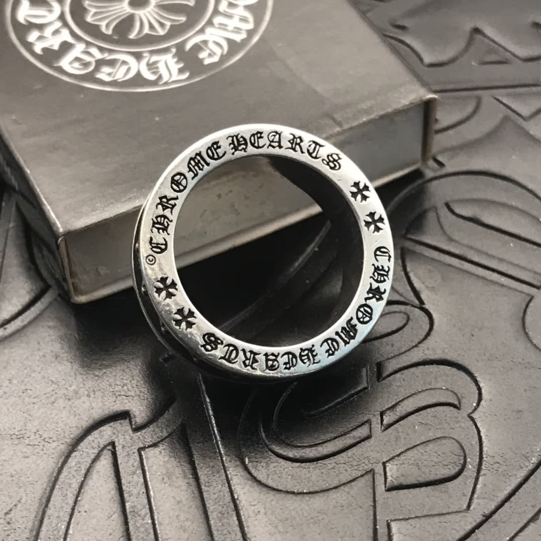 Chrome Hearts 925 Sterling Silver Ring with Leaf Pattern